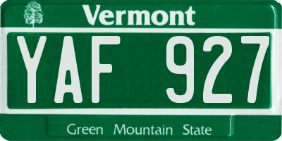 VT license plate YAF927