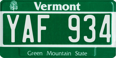VT license plate YAF934