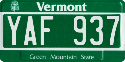 VT license plate YAF937
