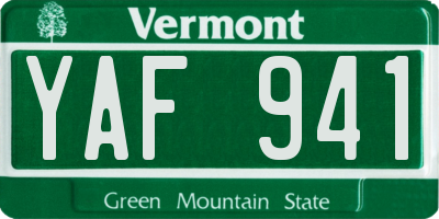 VT license plate YAF941