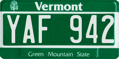 VT license plate YAF942