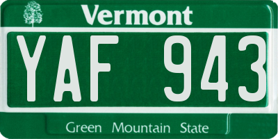 VT license plate YAF943