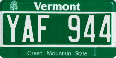 VT license plate YAF944