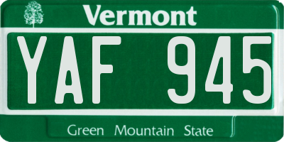 VT license plate YAF945
