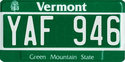 VT license plate YAF946
