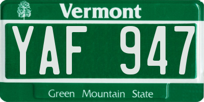VT license plate YAF947