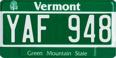 VT license plate YAF948