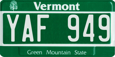 VT license plate YAF949