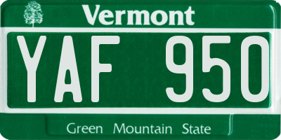 VT license plate YAF950