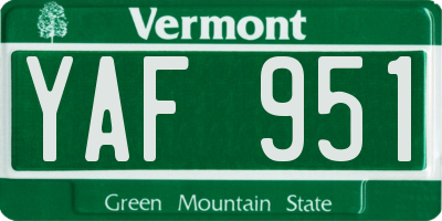 VT license plate YAF951
