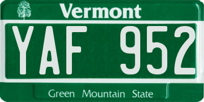 VT license plate YAF952