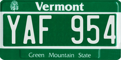 VT license plate YAF954