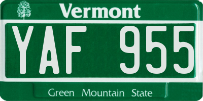 VT license plate YAF955