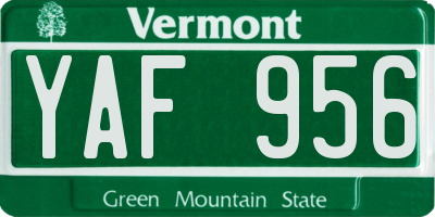 VT license plate YAF956