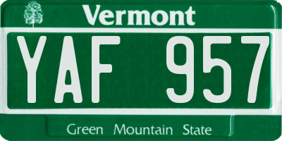 VT license plate YAF957