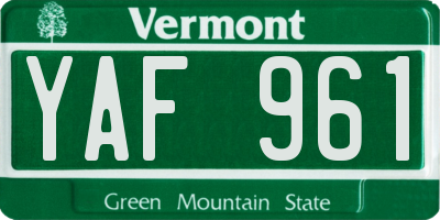 VT license plate YAF961