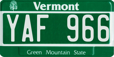 VT license plate YAF966