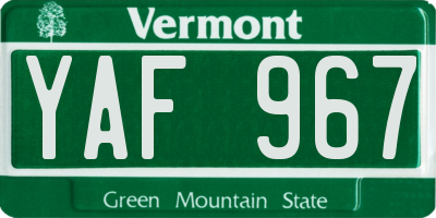 VT license plate YAF967