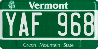 VT license plate YAF968