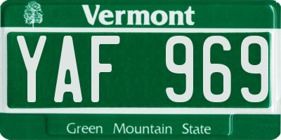 VT license plate YAF969