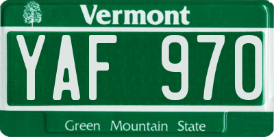 VT license plate YAF970