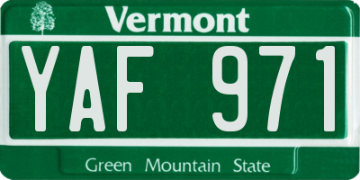 VT license plate YAF971