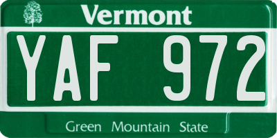 VT license plate YAF972