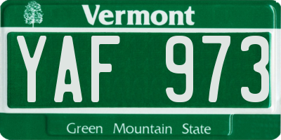 VT license plate YAF973