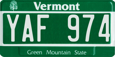 VT license plate YAF974