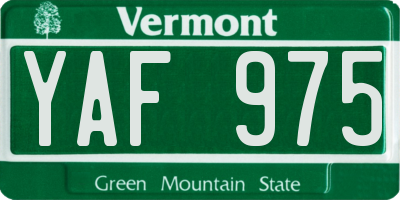 VT license plate YAF975