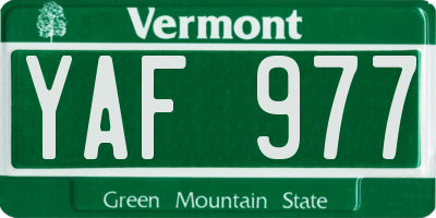 VT license plate YAF977