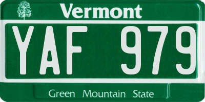 VT license plate YAF979