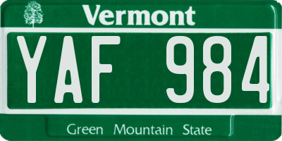 VT license plate YAF984