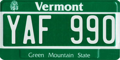 VT license plate YAF990