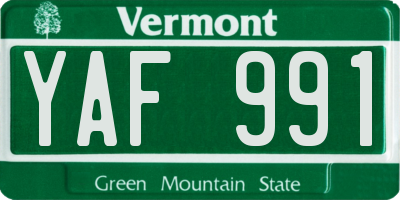 VT license plate YAF991