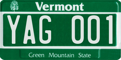 VT license plate YAG001