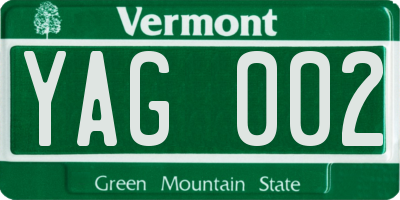 VT license plate YAG002