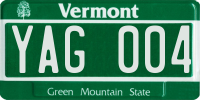 VT license plate YAG004