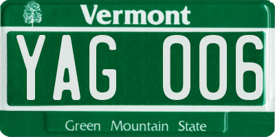VT license plate YAG006
