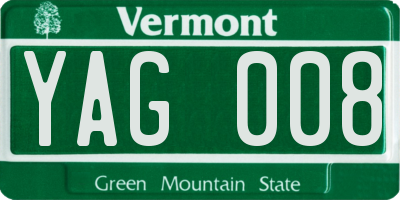 VT license plate YAG008