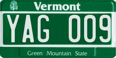 VT license plate YAG009