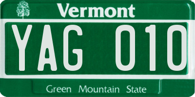 VT license plate YAG010