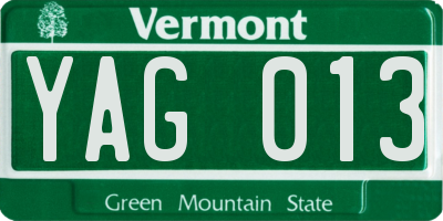 VT license plate YAG013