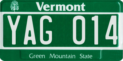VT license plate YAG014