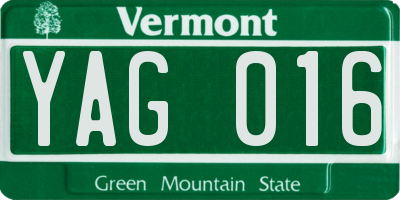 VT license plate YAG016