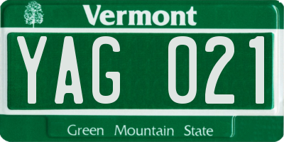 VT license plate YAG021