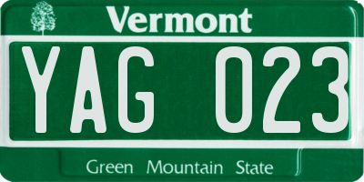 VT license plate YAG023