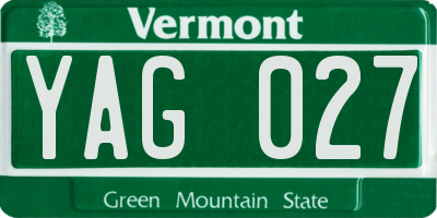 VT license plate YAG027