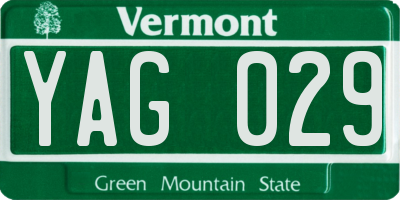 VT license plate YAG029