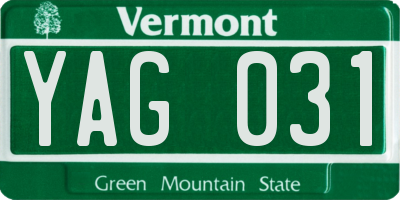 VT license plate YAG031